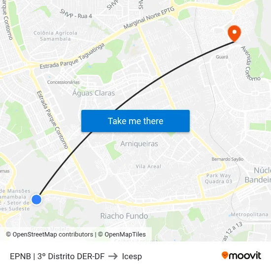 EPNB | 3º Distrito DER-DF to Icesp map