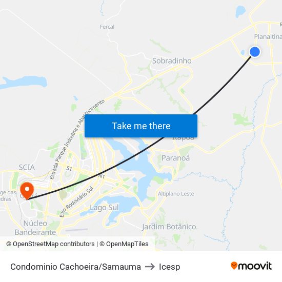 Condominio Cachoeira/Samauma to Icesp map