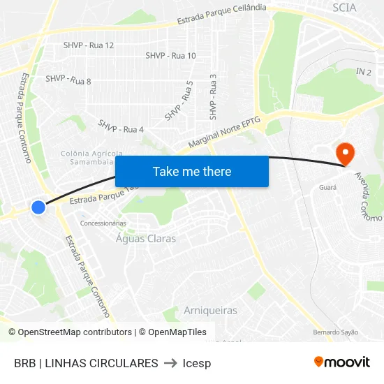 BRB | LINHAS CIRCULARES to Icesp map