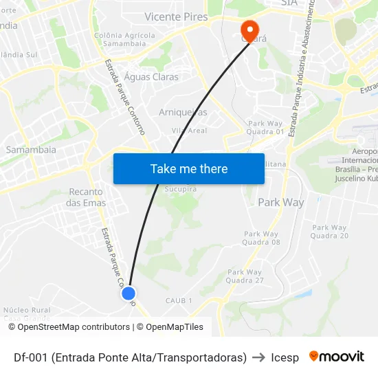 Df-001 (Entrada Ponte Alta/Transportadoras) to Icesp map
