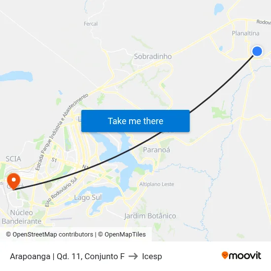 Arapoanga | Qd. 11, Conjunto F to Icesp map