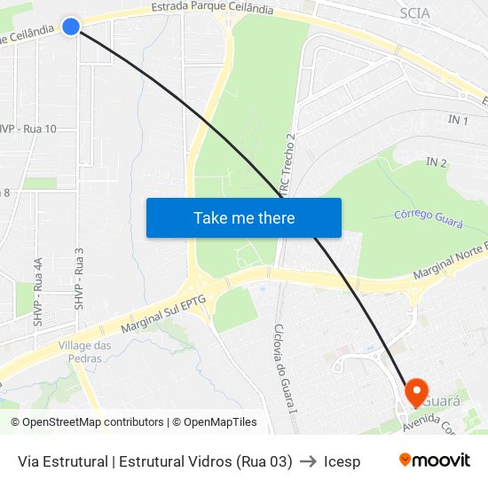 Via Estrutural | Estrutural Vidros (Rua 03) to Icesp map