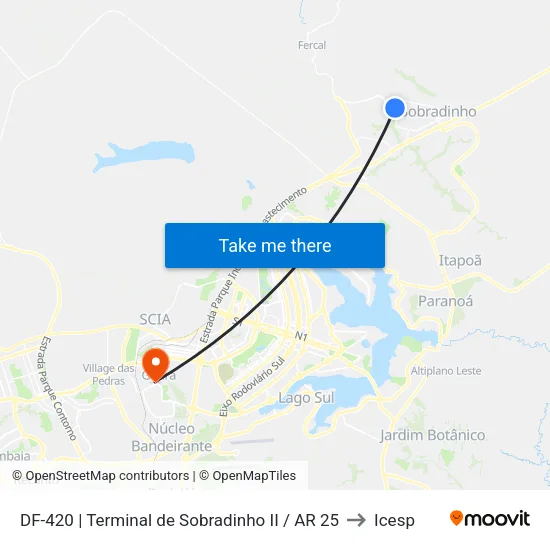 DF-420 | Terminal de Sobradinho II / AR 25 to Icesp map
