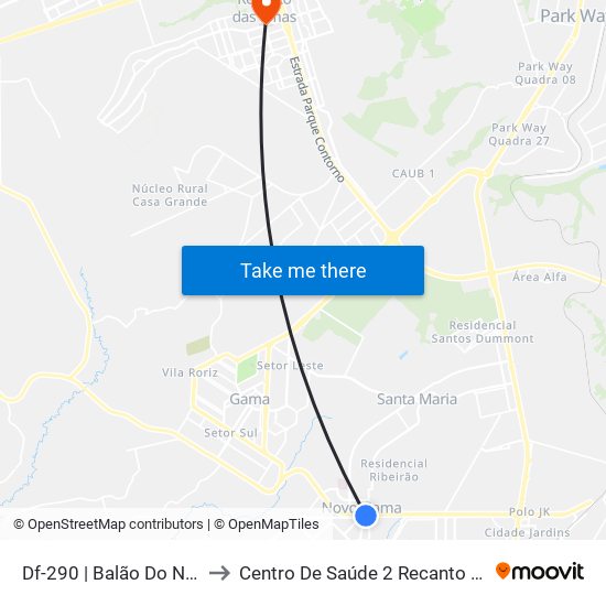 Df-290 | Balão Do Novo Gama to Centro De Saúde 2 Recanto Das Emas- Df map