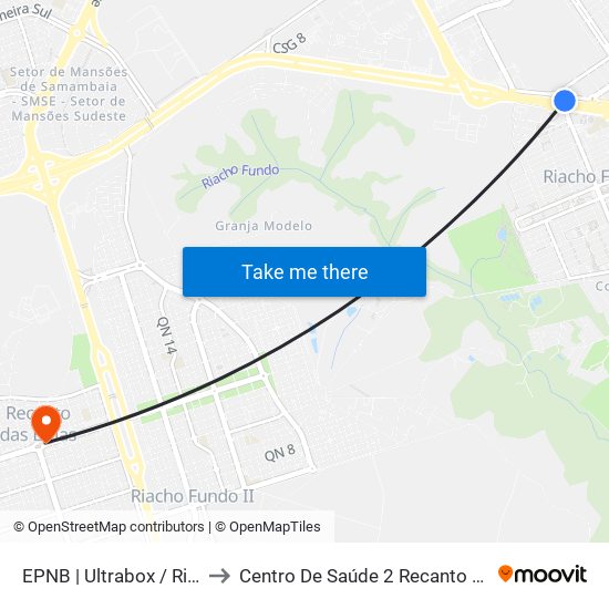 EPNB | Ultrabox / Riacho Mall to Centro De Saúde 2 Recanto Das Emas- Df map