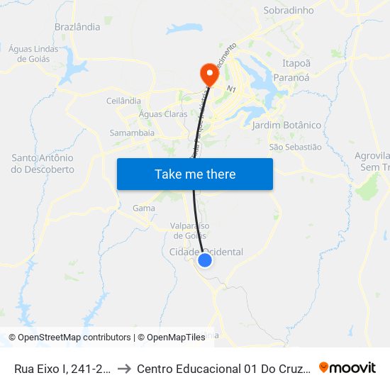 Rua Eixo I, 241-261 to Centro Educacional 01 Do Cruzeiro map