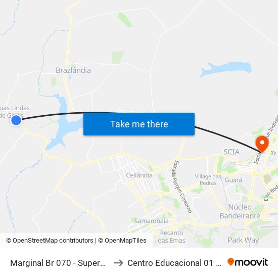 Marginal Br 070 - Supermerc. Tatico to Centro Educacional 01 Do Cruzeiro map