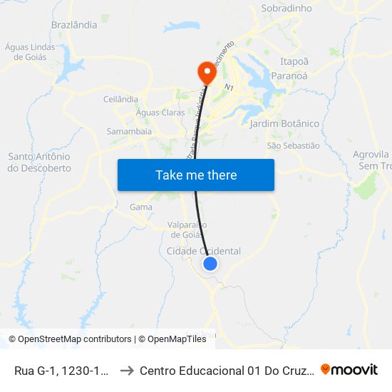 Rua G-1, 1230-1276 to Centro Educacional 01 Do Cruzeiro map