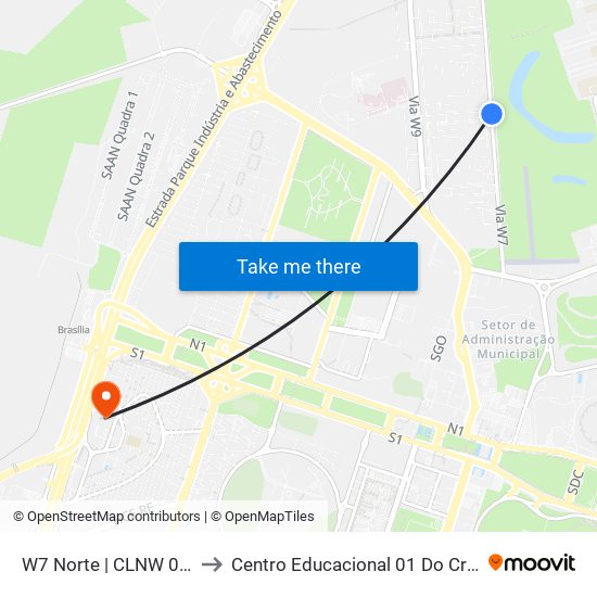 W7 Norte | CLNW 04/05 to Centro Educacional 01 Do Cruzeiro map