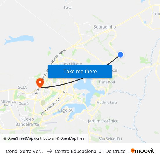 Cond. Serra Verde to Centro Educacional 01 Do Cruzeiro map
