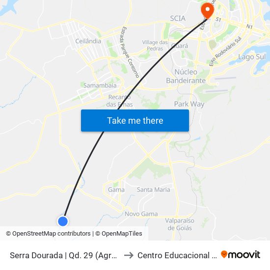 Serra Dourada | Qd. 29 (Agropecuária / Sacolão) to Centro Educacional 01 Do Cruzeiro map