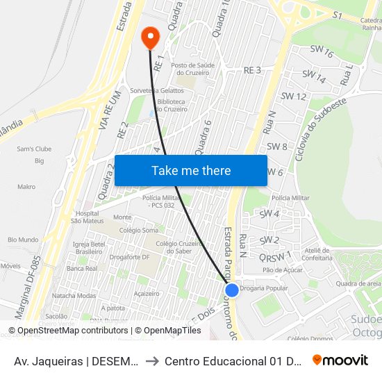 Av. Jaqueiras | DESEMBARQUE to Centro Educacional 01 Do Cruzeiro map