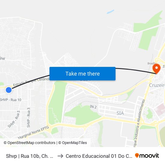 Shvp | Rua 10b, Ch. 135/2 to Centro Educacional 01 Do Cruzeiro map
