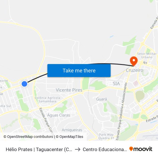 Hélio Prates | Taguacenter (Circulares Sentido Volta) to Centro Educacional 01 Do Cruzeiro map