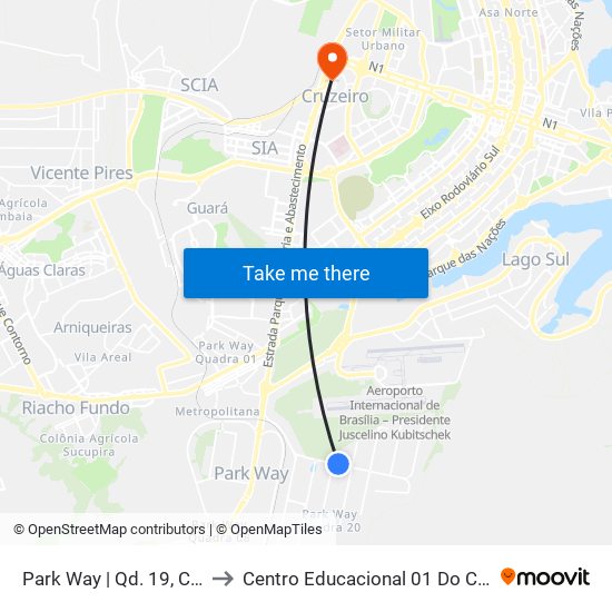 Park Way | Qd. 19, Conj. 1 to Centro Educacional 01 Do Cruzeiro map