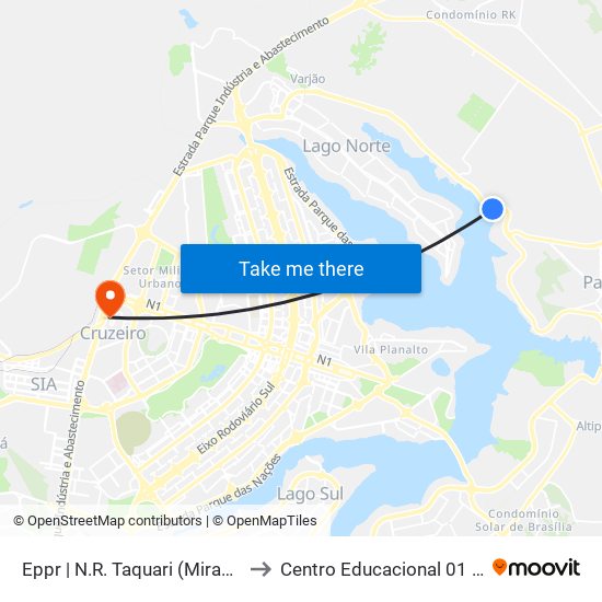 Eppr | N.R. Taquari (Mirante Do Casal) to Centro Educacional 01 Do Cruzeiro map