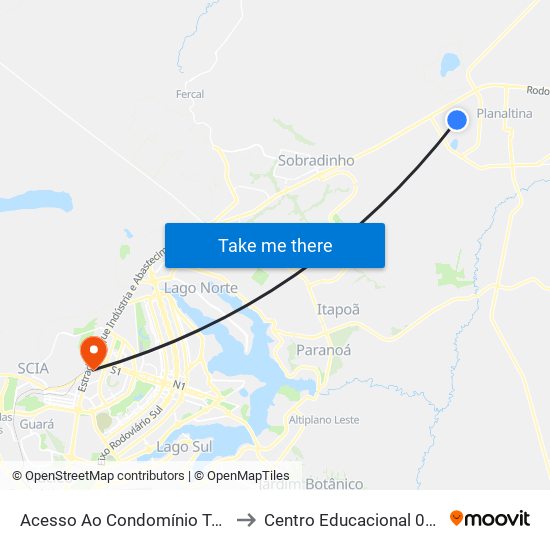 Acesso Ao Condomínio Total Ville 9 E 10 to Centro Educacional 01 Do Cruzeiro map