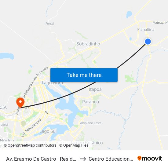 Av. Erasmo De Castro | Residêncial Sandray (Ultrabox) to Centro Educacional 01 Do Cruzeiro map