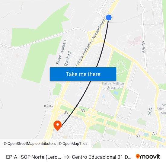 EPIA | SOF Norte (Leroy Merlin) to Centro Educacional 01 Do Cruzeiro map