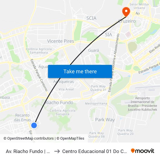 Av. Riacho Fundo | Qn 7a to Centro Educacional 01 Do Cruzeiro map