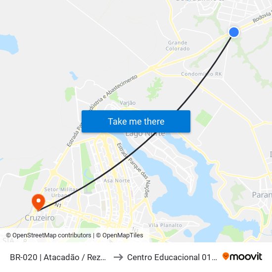 BR-020 | Atacadão / Rezende / Atalaia to Centro Educacional 01 Do Cruzeiro map