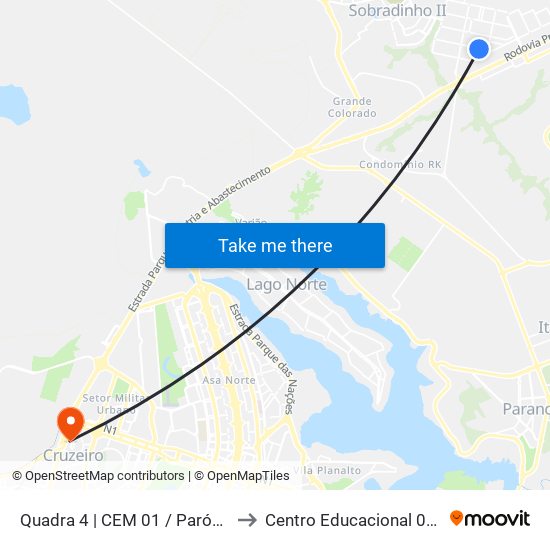Quadra 4 | CEM 01 / Paróquia Bom Jesus to Centro Educacional 01 Do Cruzeiro map