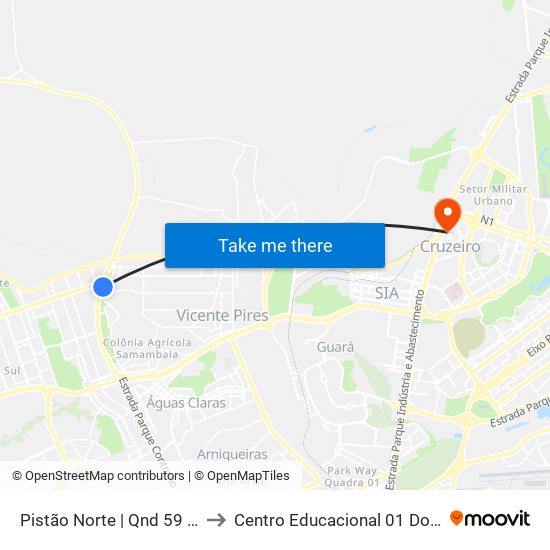 Pistão Norte | Qnd 59 (Cei 02) to Centro Educacional 01 Do Cruzeiro map