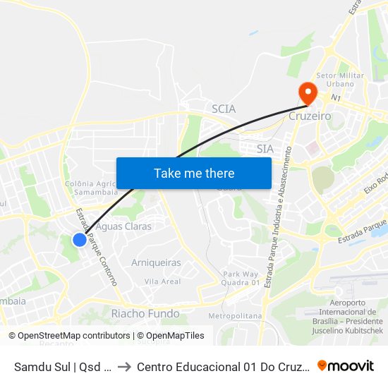 Samdu Sul | Qsd 13 to Centro Educacional 01 Do Cruzeiro map