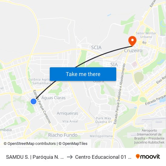SAMDU S. | Paróquia N. Sra. Fátima to Centro Educacional 01 Do Cruzeiro map