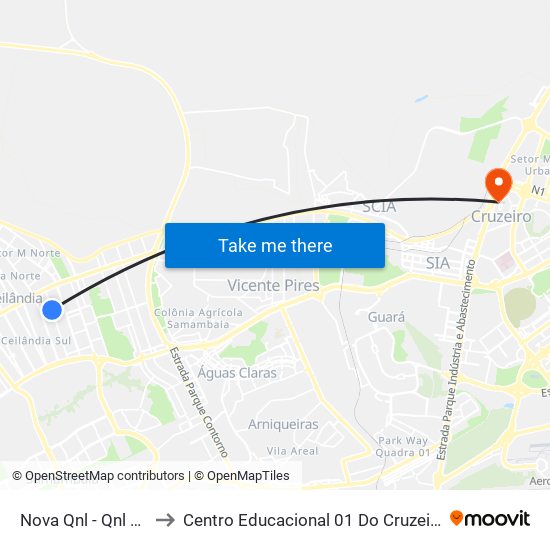 Nova Qnl - Qnl 26 to Centro Educacional 01 Do Cruzeiro map