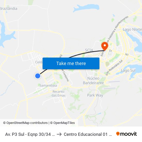 Av. P3 Sul - Eqnp 30/34 (Supercei) to Centro Educacional 01 Do Cruzeiro map