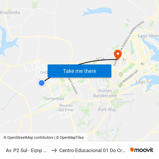 Av. P2 Sul - Eqnp 8/12 to Centro Educacional 01 Do Cruzeiro map