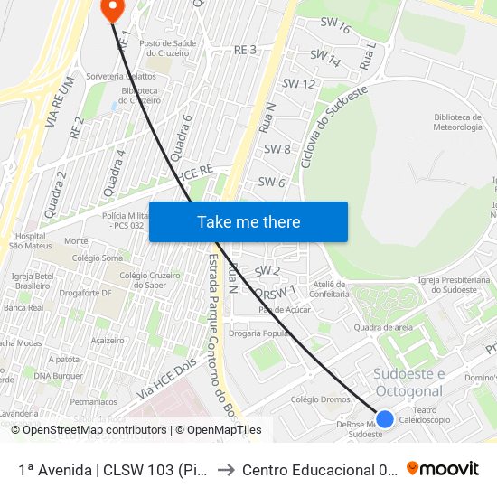 1ª Avenida | CLSW 103 (Pizza Dom Bosco) to Centro Educacional 01 Do Cruzeiro map