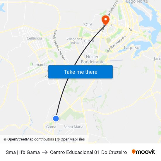 Sma | Ifb Gama to Centro Educacional 01 Do Cruzeiro map