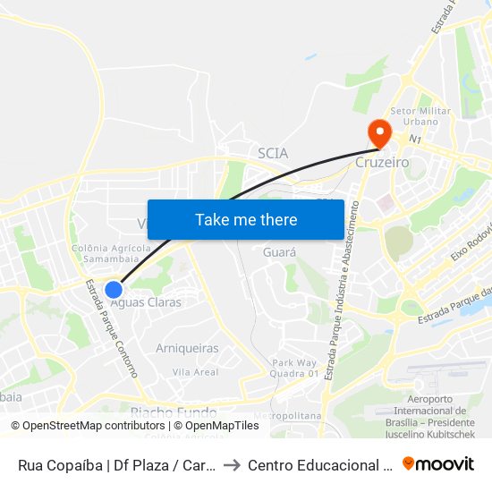 Rua Copaíba | Df Plaza / Carrefour / Sam's Club to Centro Educacional 01 Do Cruzeiro map
