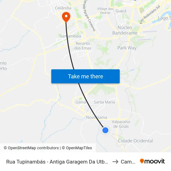 Rua Tupinambás - Antiga Garagem Da Utb/Anapolina (Sentido Céu Azul) to Campus Ifb map
