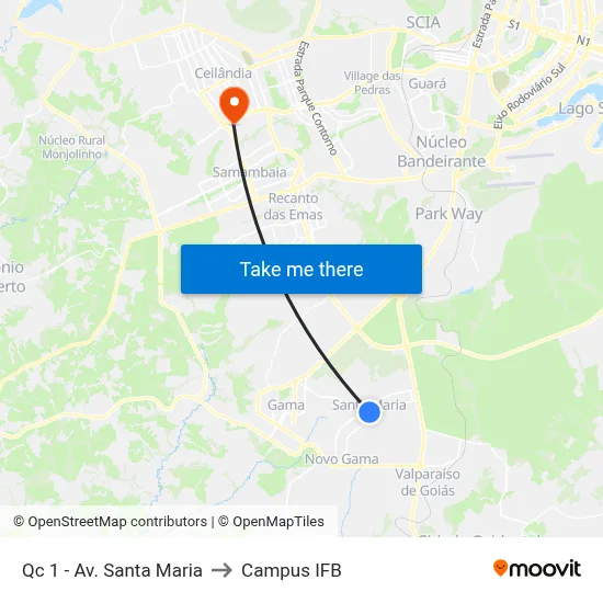 Qc 1 - Av. Santa Maria to Campus IFB map