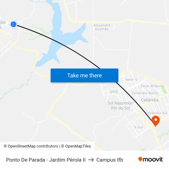 Ponto De Parada - Jardim Pérola II to Campus Ifb map