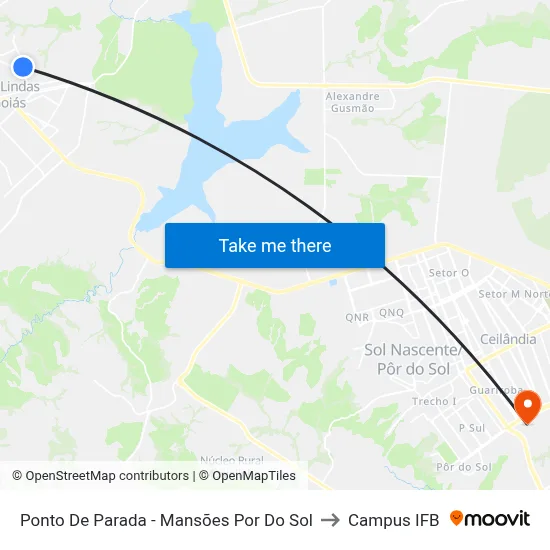 Ponto De Parada - Mansões Por Do Sol to Campus IFB map