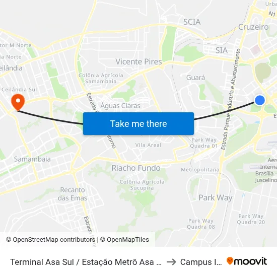 TAS | Estação Metrô / DESEMBARQUE to Campus Ifb map