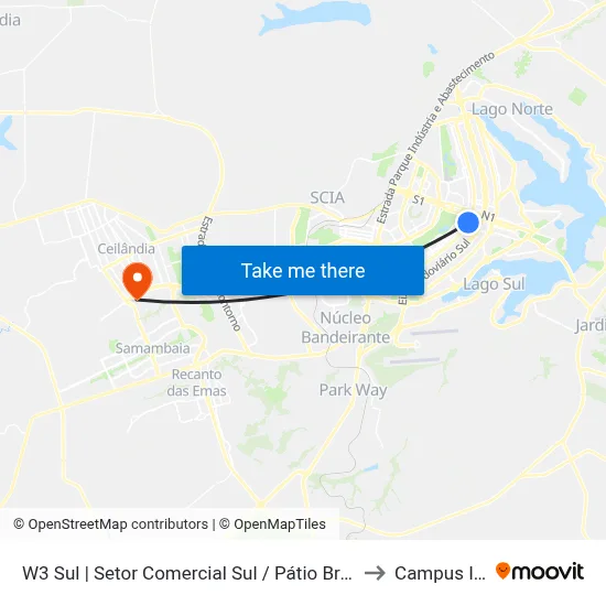 W3 Sul | Setor Comercial Sul / Pátio Brasil to Campus Ifb map