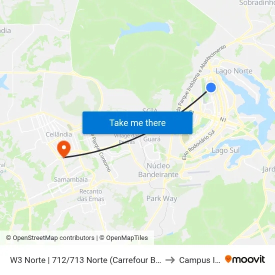 W3 Norte | 712/713 Norte (Carrefour Bairro) to Campus IFB map