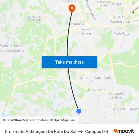 Em Frente A Garagem Da Rota Do Sol to Campus IFB map
