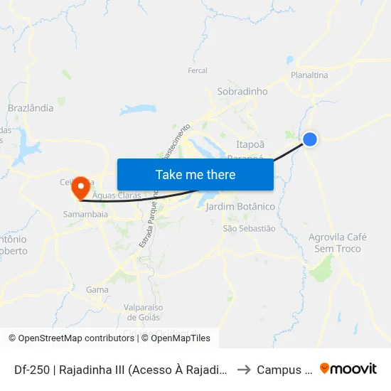 Df-250 | Rajadinha III (Acesso À Rajadinha I) to Campus Ifb map
