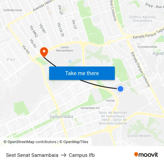 Sest Senat Samambaia to Campus Ifb map