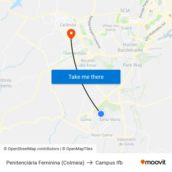 Penitenciária Feminina (Colmeia) to Campus Ifb map