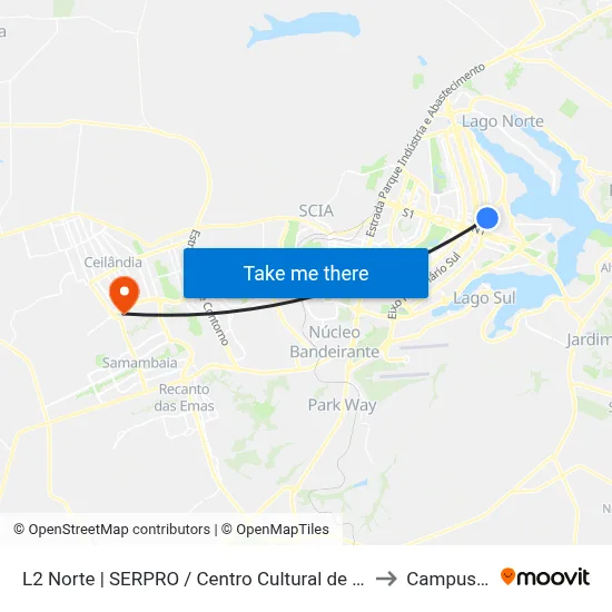 L2 Norte | SERPRO / Centro Cultural de Brasília to Campus Ifb map