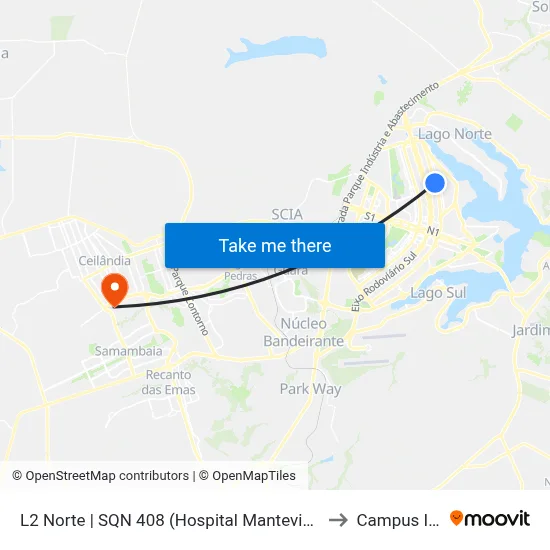L2 Norte | SQN 408 (Hospital Mantevida) to Campus Ifb map