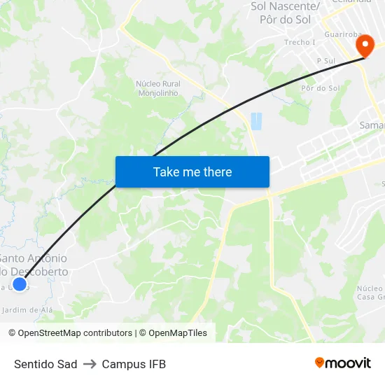 Sentido Sad to Campus IFB map