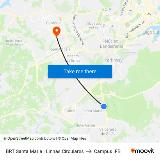 BRT Santa Maria | Linhas Circulares to Campus IFB map